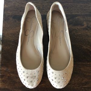 Jessica Simpson nude suede studded flats